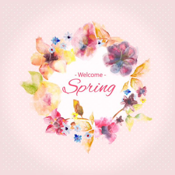 春季水彩手绘花边
