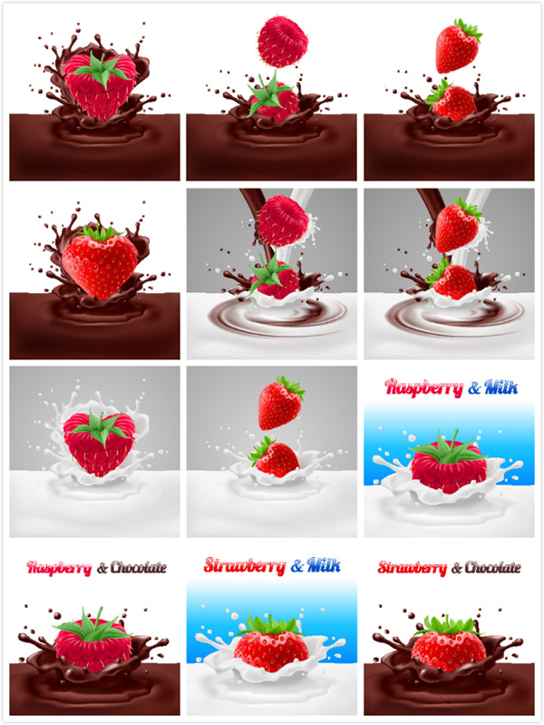 草莓与巧克力矢量