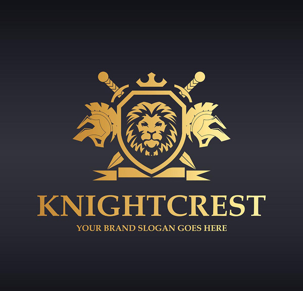 金色骑士盾牌logo
