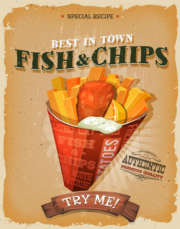 炸鱼和薯条海报