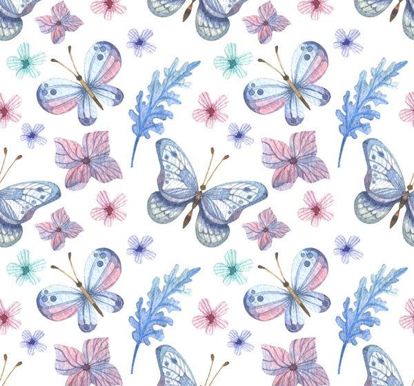 蝴蝶和花卉背景