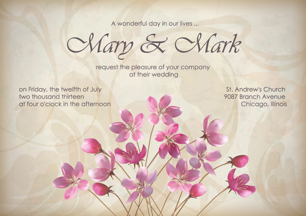婚礼装饰花卉卡片