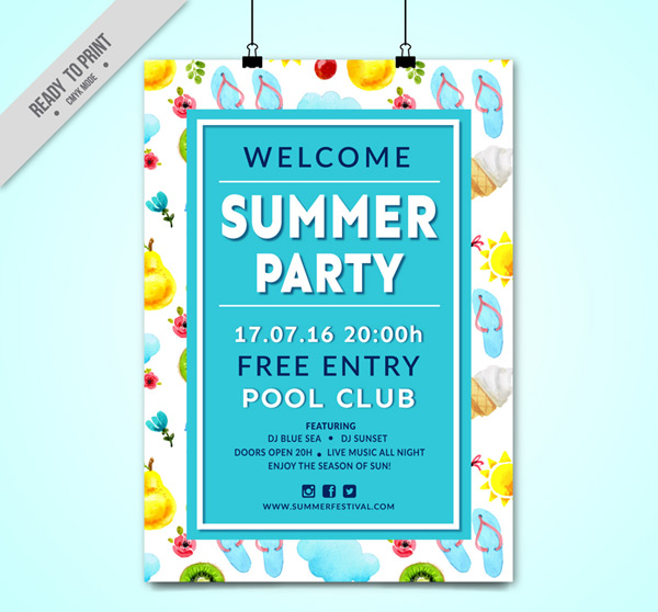 夏季泳池派对海报