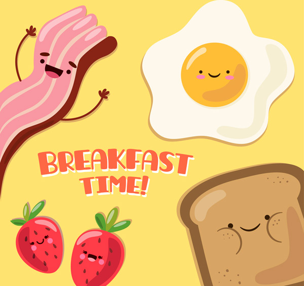 卡通表情早餐食物