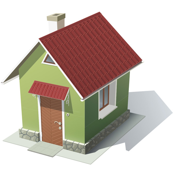 素材,白色背景,房屋,别墅,房子,红色屋顶,绿色墙壁,模型,家,结构,建筑