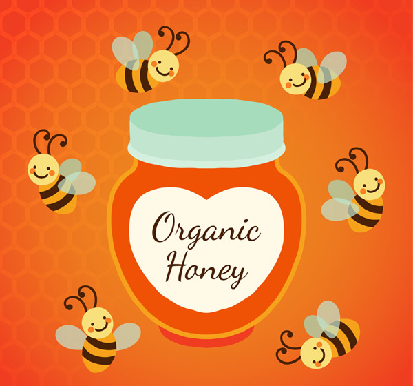 蜜蜂和罐装蜂蜜