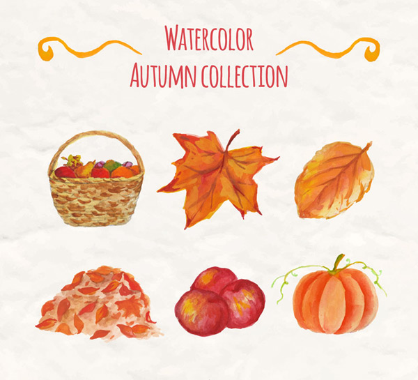 水彩绘秋季元素