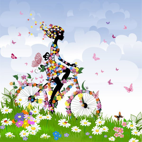 春季花朵自行车_矢量设计元素 - 素材中国_素材