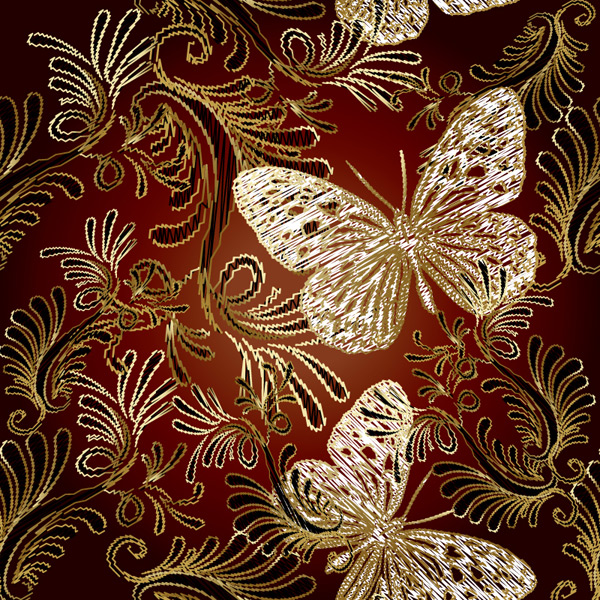 蝴蝶与花纹刺绣