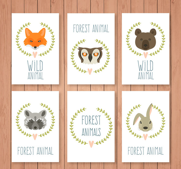 森林动物头像卡片