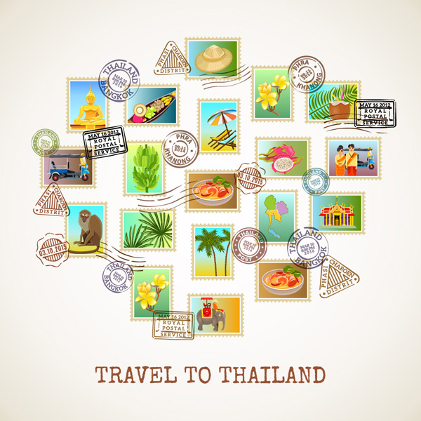 泰国风情旅行邮票