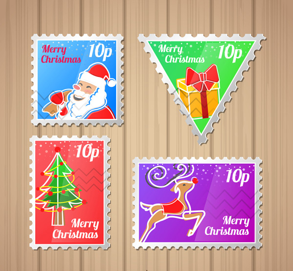 圣诞节邮票矢量