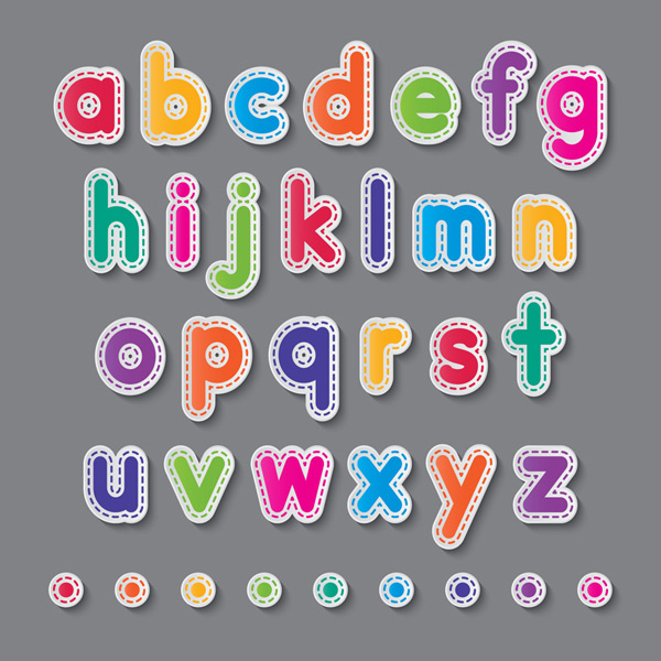 0 点 关键词: 26个彩色字母贴纸矢量素材,小写字母,字母,艺术字,贴纸