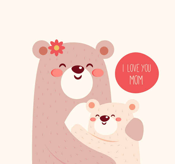矢量卡通动物所需点数:0点卡通拥抱的母子熊矢量素材,妈妈,儿子,拥抱