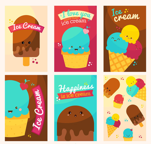 0 点 关键词: 6款可爱表情雪糕卡片矢量素材,冰淇淋,巧克力,表情图片