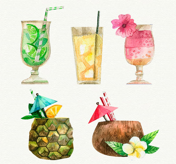 水彩绘夏季饮料