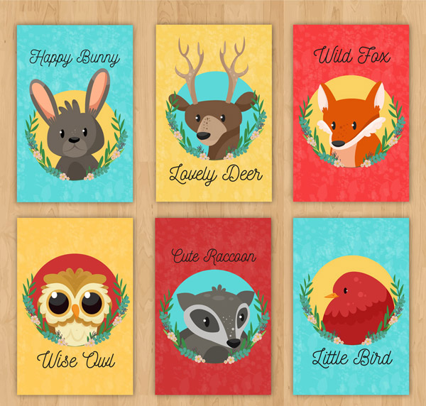 可爱野生动物卡片