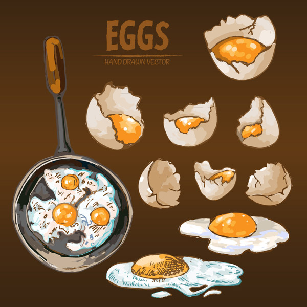 手绘烹饪鸡蛋料理