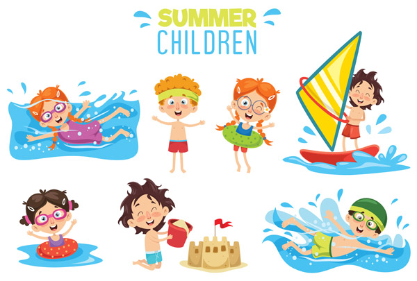 夏季玩水的儿童