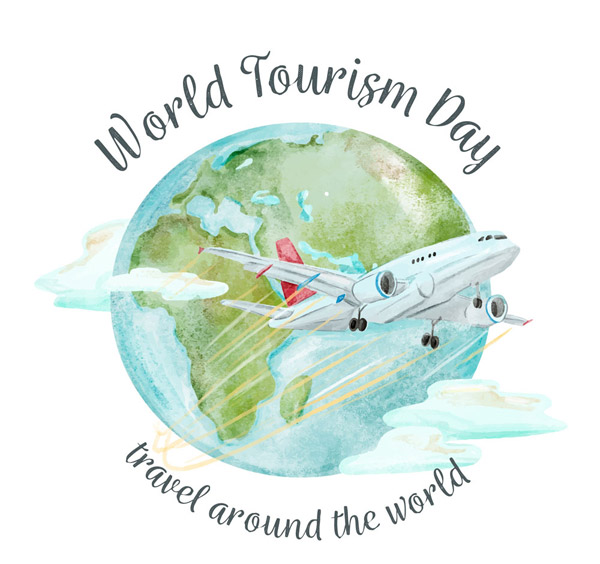 水彩绘世界旅游日