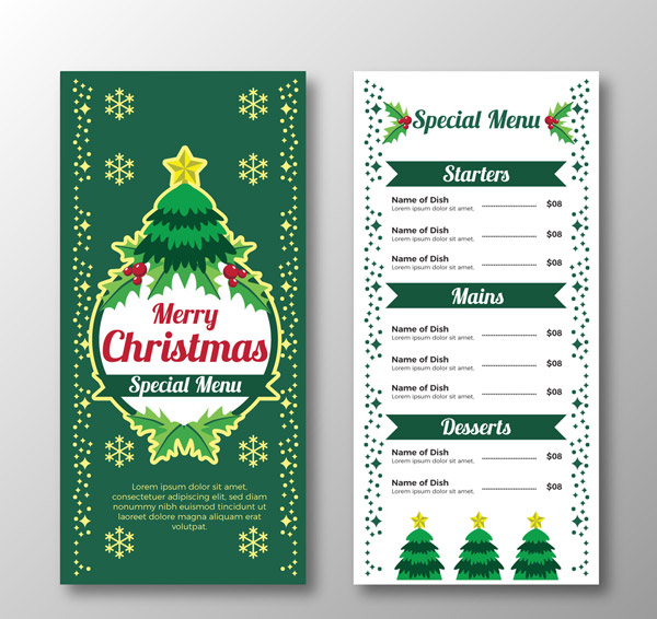 圣诞树餐馆菜单