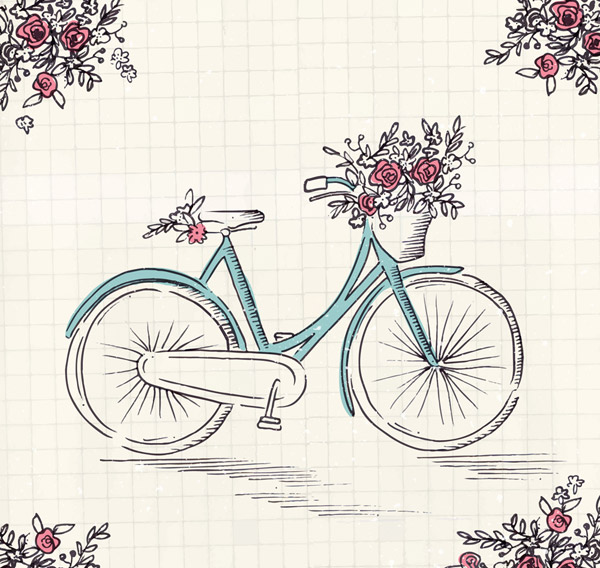 彩绘单车和花卉