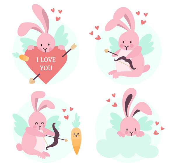 粉色情人节兔子