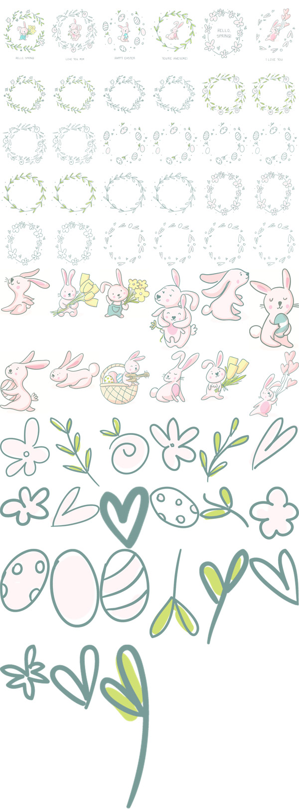 兔子花卉边框