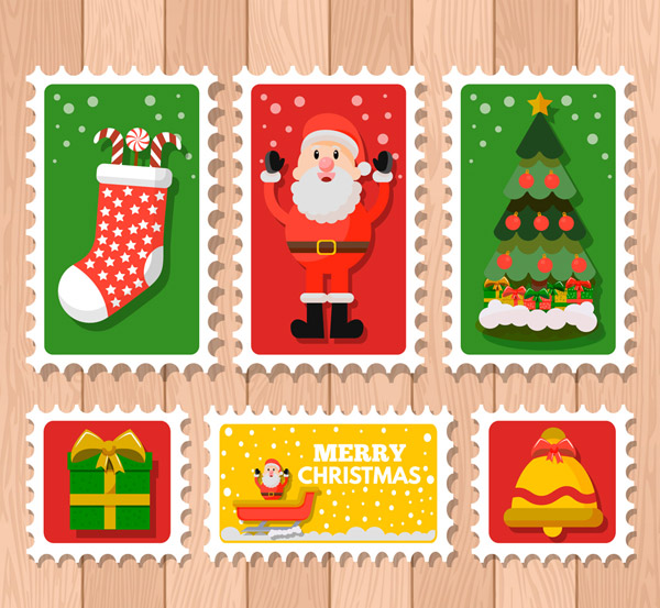 彩色圣诞邮票