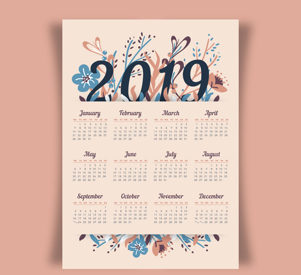 2019花卉装饰日历