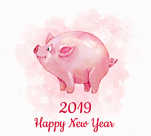 2019水彩猪