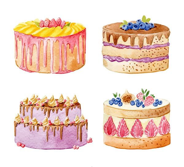 4款水彩绘蛋糕
