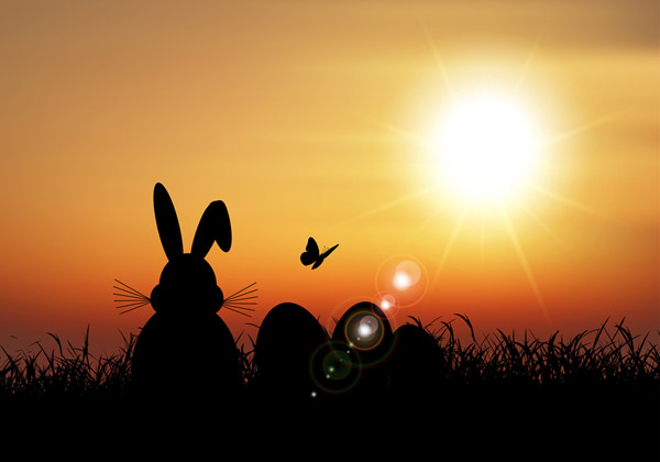 兔子和彩蛋剪影