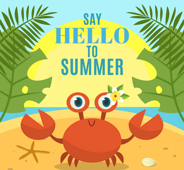 卡通夏季沙滩螃蟹