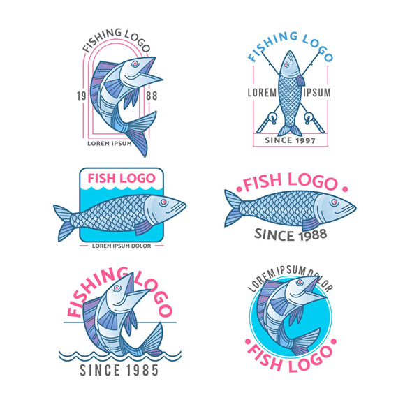 手绘鱼类标志