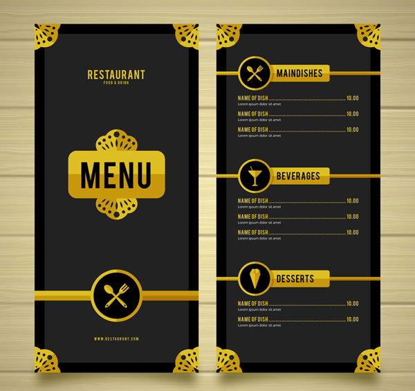金色餐馆菜单