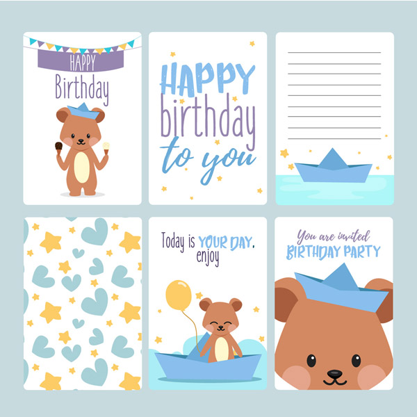 可爱熊生日卡片