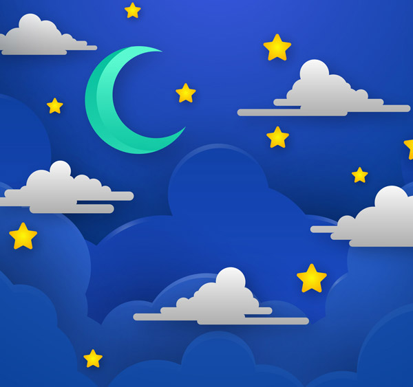 夜晚天空月亮和云朵