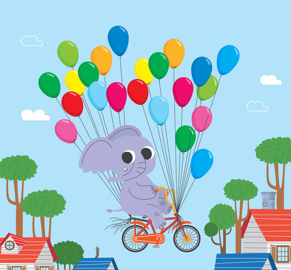 骑气球单车的大象