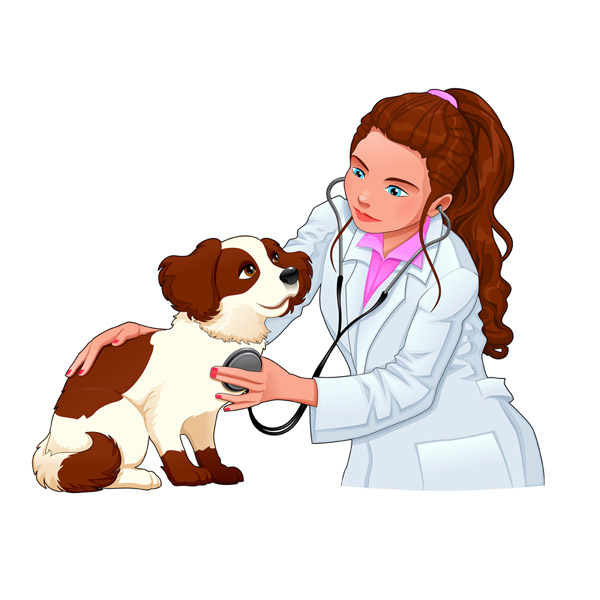 女兽医和宠物狗