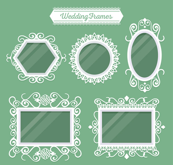 白色花纹婚礼镜框