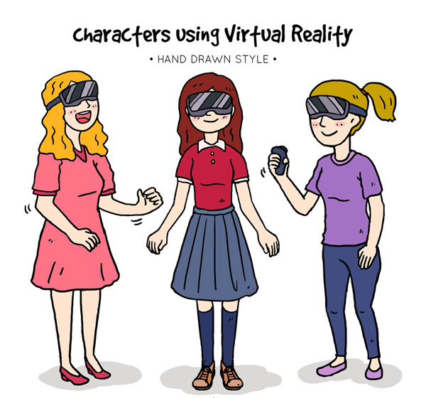 戴VR头显的女子