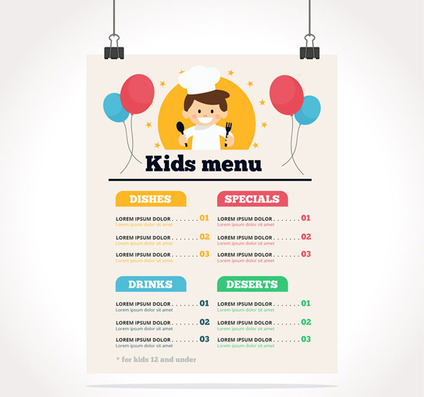 儿童餐厅菜单