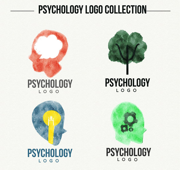 领取素材分类: 矢量logo图形所需点数:0点4款水彩绘心理学标志矢量图