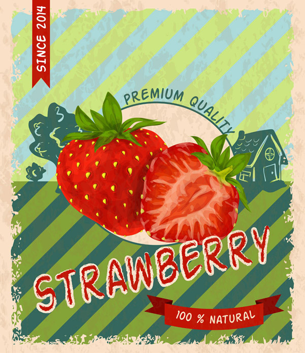 复古草莓宣传海报