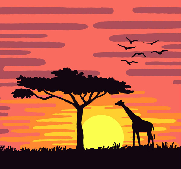 夕阳下的非洲