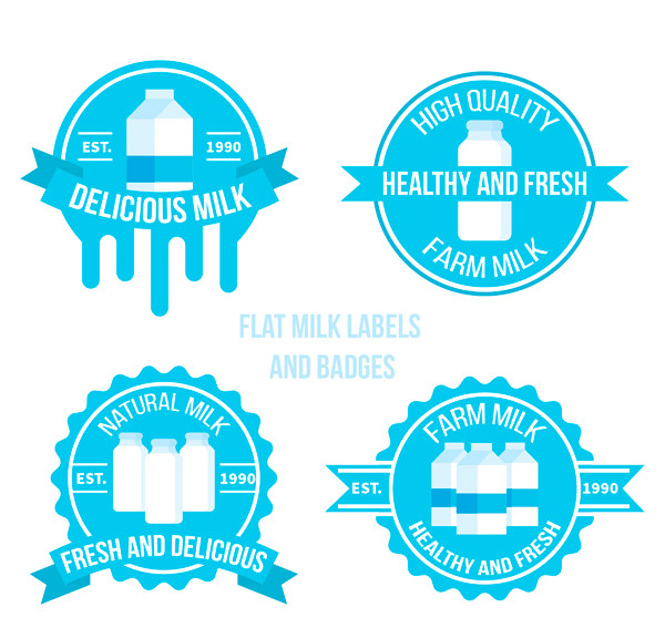 牛奶标签和徽章