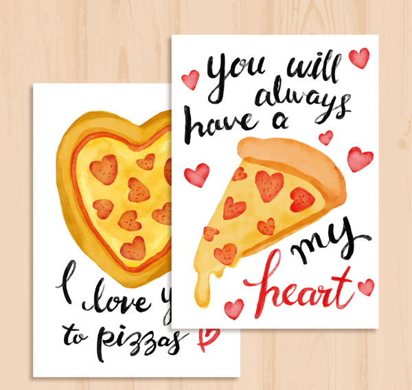 披萨爱心卡片