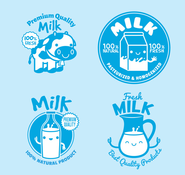 蓝色牛奶标签