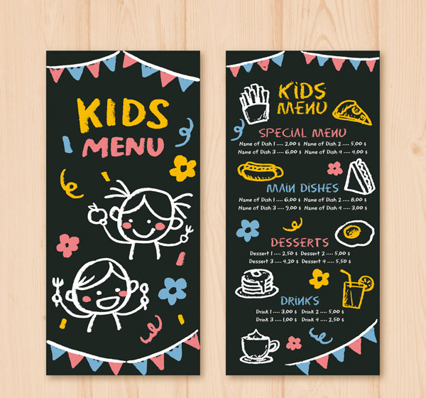 彩绘儿童餐馆菜单